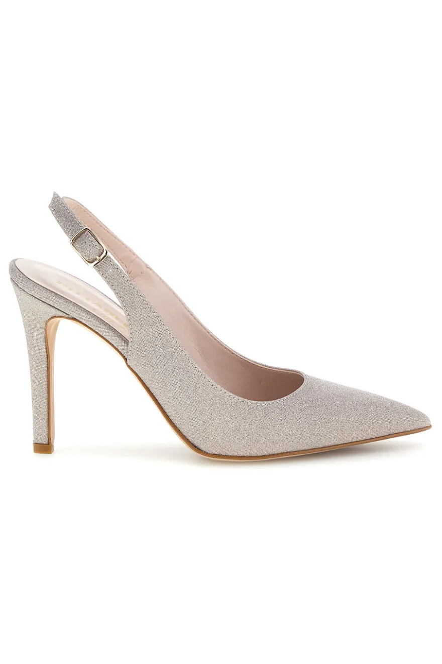 Beige Pumps mit Glitzer und Riemen Pittarello couture 3016