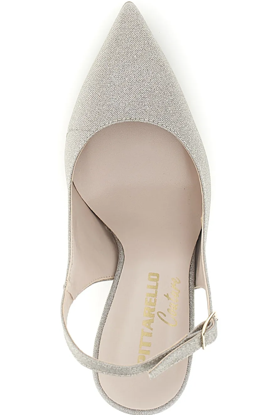 Beige Pumps mit Glitzer und Riemen Pittarello couture 3016