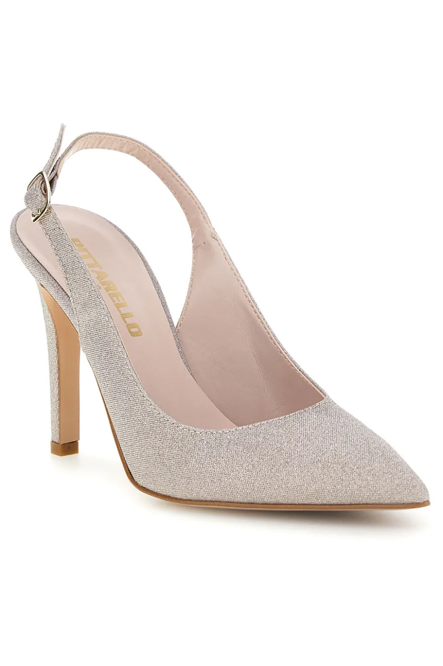Beige Pumps mit Glitzer und Riemen Pittarello couture 3016