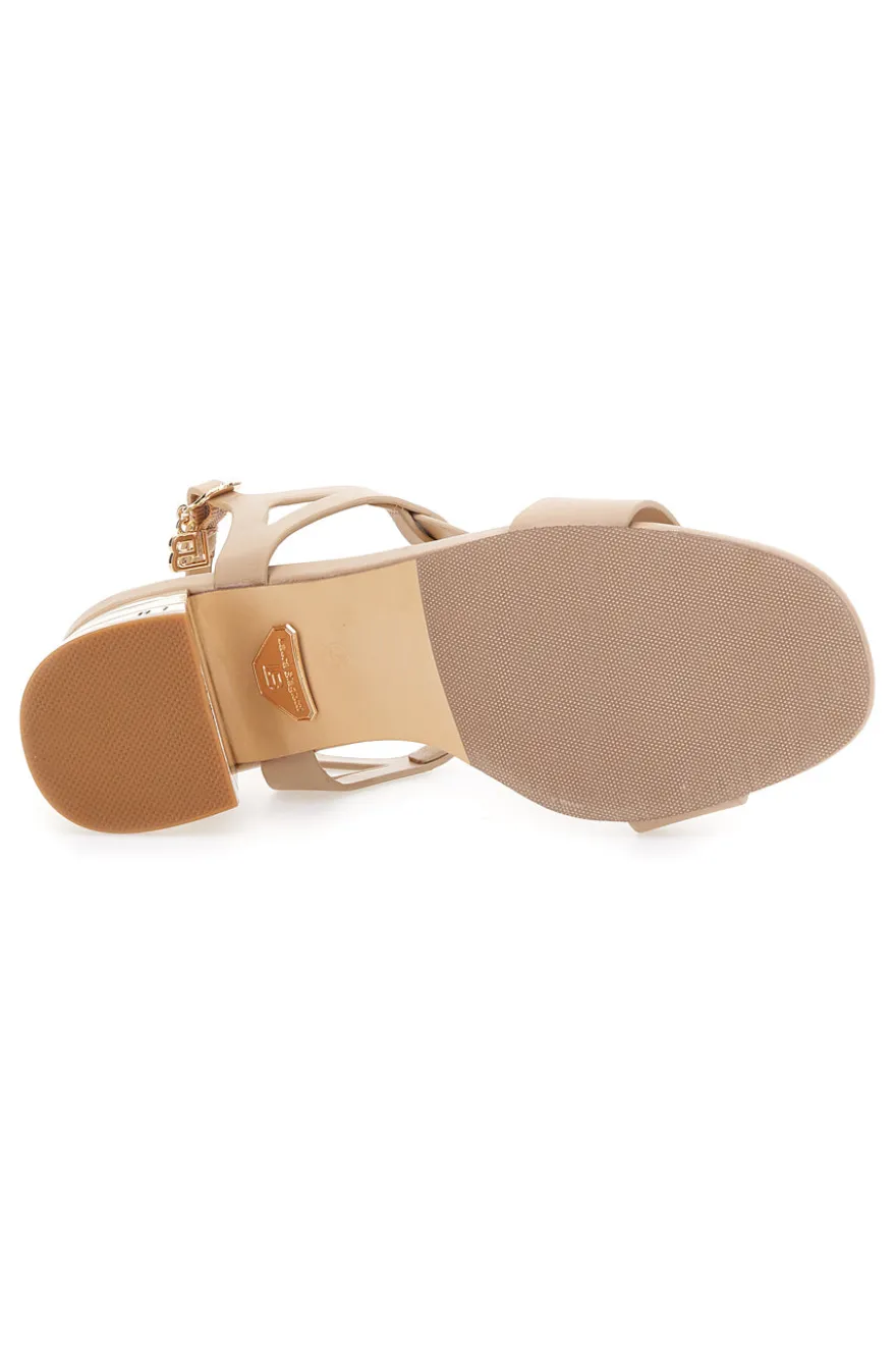 Beige Sandalen mit 6,5 cm Absatz für Damen Laura Biagiotti 8518M