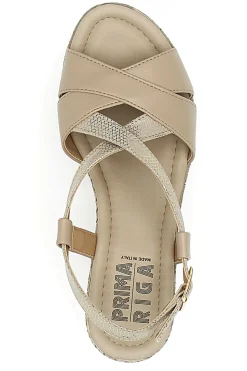Beige Sandalen mit First-Line-Keilabsatz DC611109