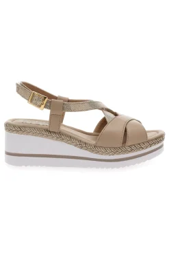 Beige Sandalen mit First-Line-Keilabsatz DC611109