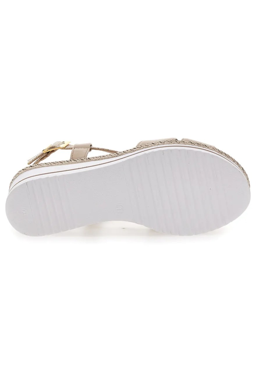 Beige Sandalen mit First-Line-Keilabsatz DC611109
