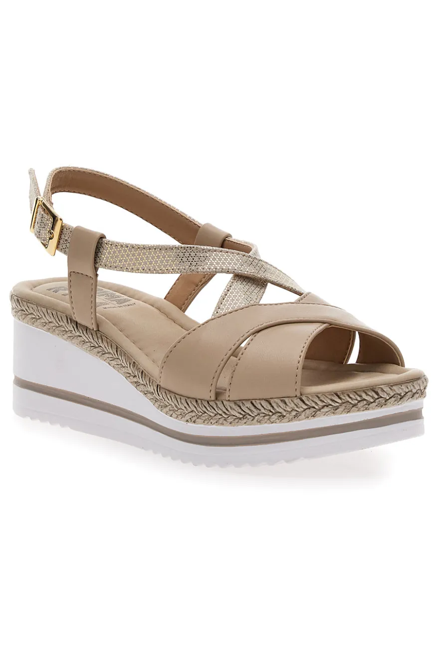 Beige Sandalen mit First-Line-Keilabsatz DC611109
