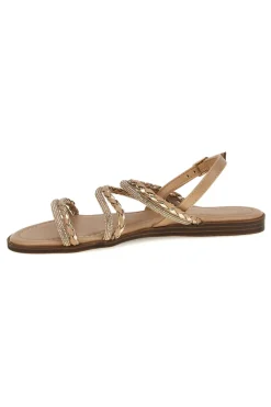 Beige Sandalen mit glänzenden Riemen Café kosten RH4