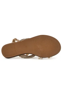 Beige Sandalen mit glänzenden Riemen Café kosten RH4