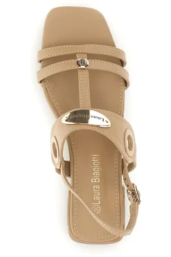 Beige Sandalen mit niedrigem Absatz und Riemen Laura biagiotti 9720