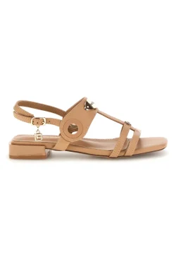Beige Sandalen mit niedrigem Absatz und Riemen Laura biagiotti 9720