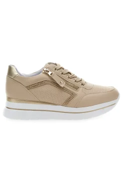 Beige Schnürschuhe mit seitlichem Reißverschluss MIO TEMPO H216364