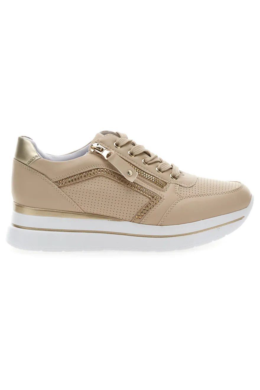 Beige Schnürschuhe mit seitlichem Reißverschluss MIO TEMPO H216364