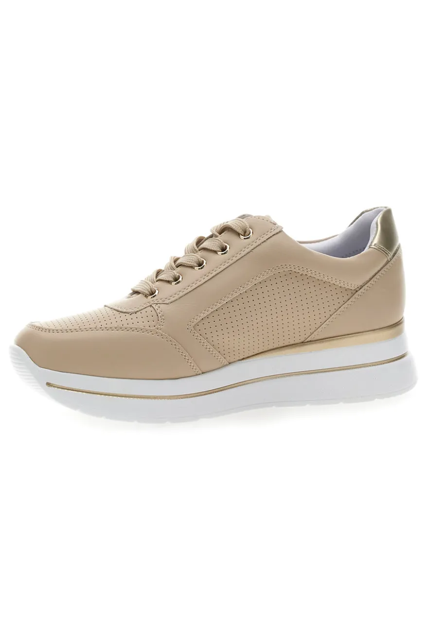 Beige Schnürschuhe mit seitlichem Reißverschluss MIO TEMPO H216364