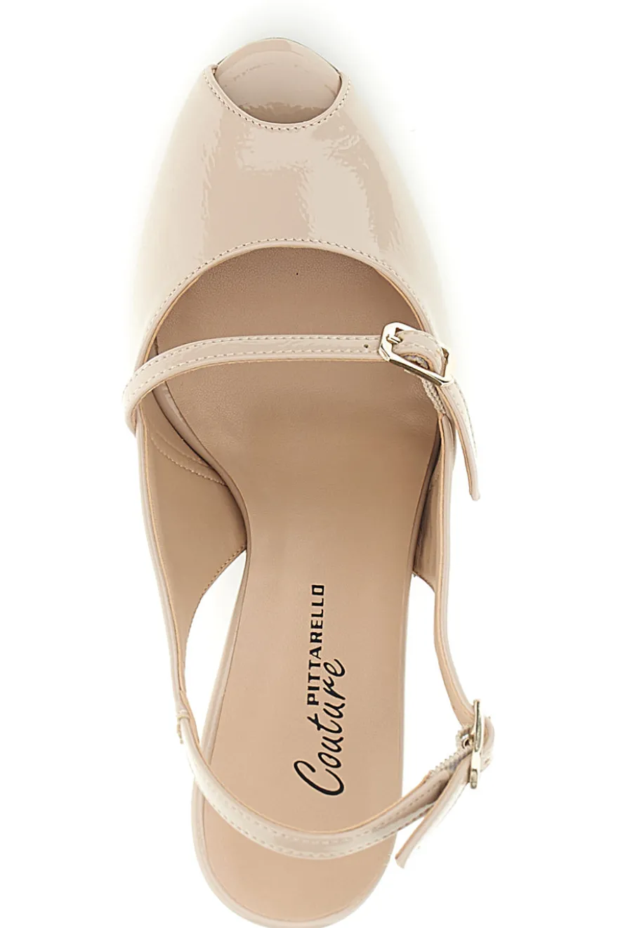 Beige Slingback-Schuhe mit offener Spitze und Riemen Pittarello couture 2811