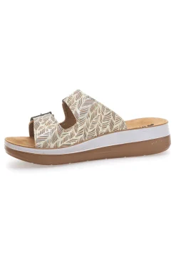 Beige Slipper mit Muster und Doppelschnalle INBLU 19 TF für Damen | Pittarello