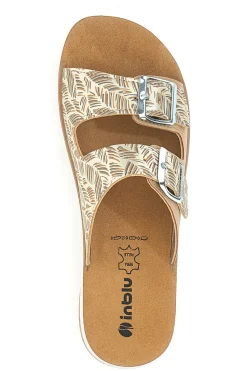 Beige Slipper mit Muster und Doppelschnalle INBLU 19 TF für Damen | Pittarello