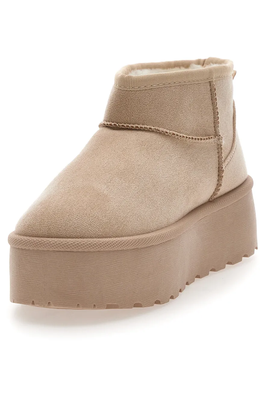 Beige Slipper-Stiefeletten mit Plateau und warmem Futter PITTARELLO LOVE PK1497D