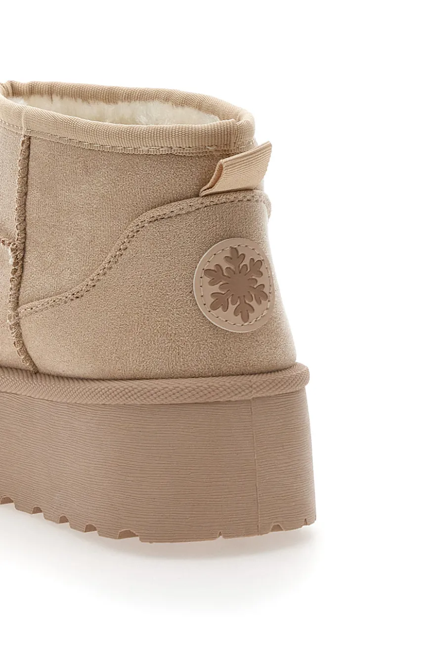 Beige Slipper-Stiefeletten mit Plateau und warmem Futter PITTARELLO LOVE PK1497D