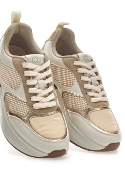Beige Sneakers mit bequemer Plateausohle und Ledereinsätzen Pittarello Capsule Kendy