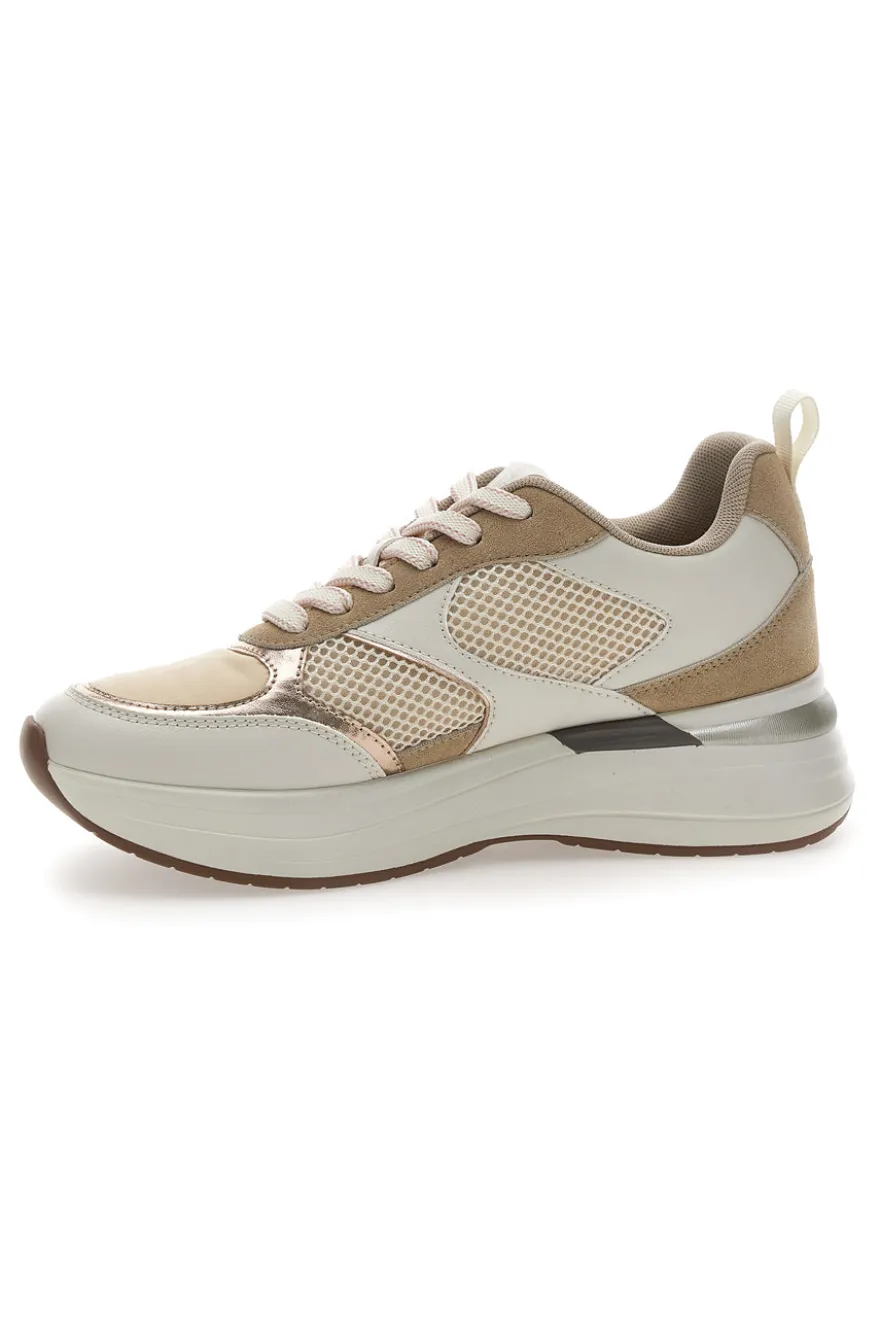 Beige Sneakers mit bequemer Plateausohle und Ledereinsätzen Pittarello Capsule Kendy