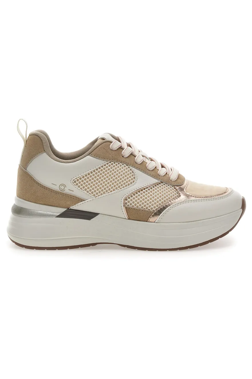 Beige Sneakers mit bequemer Plateausohle und Ledereinsätzen Pittarello Capsule Kendy
