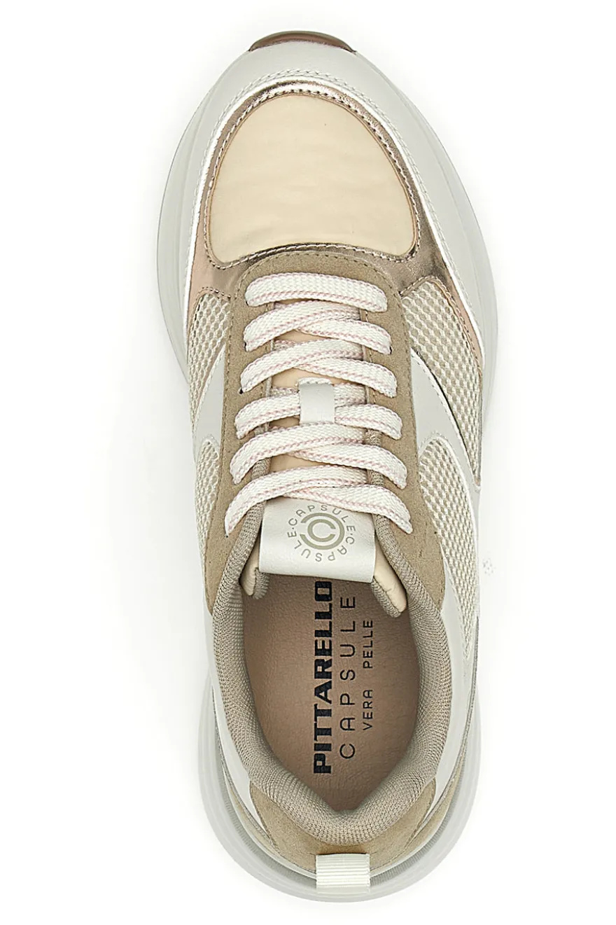 Beige Sneakers mit bequemer Plateausohle und Ledereinsätzen Pittarello Capsule Kendy