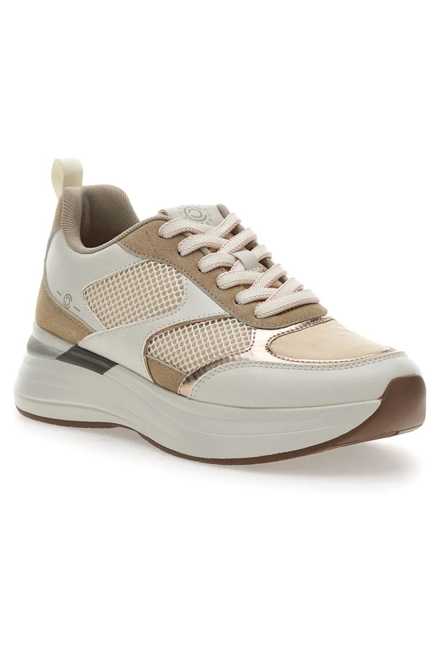 Beige Sneakers mit bequemer Plateausohle und Ledereinsätzen Pittarello Capsule Kendy