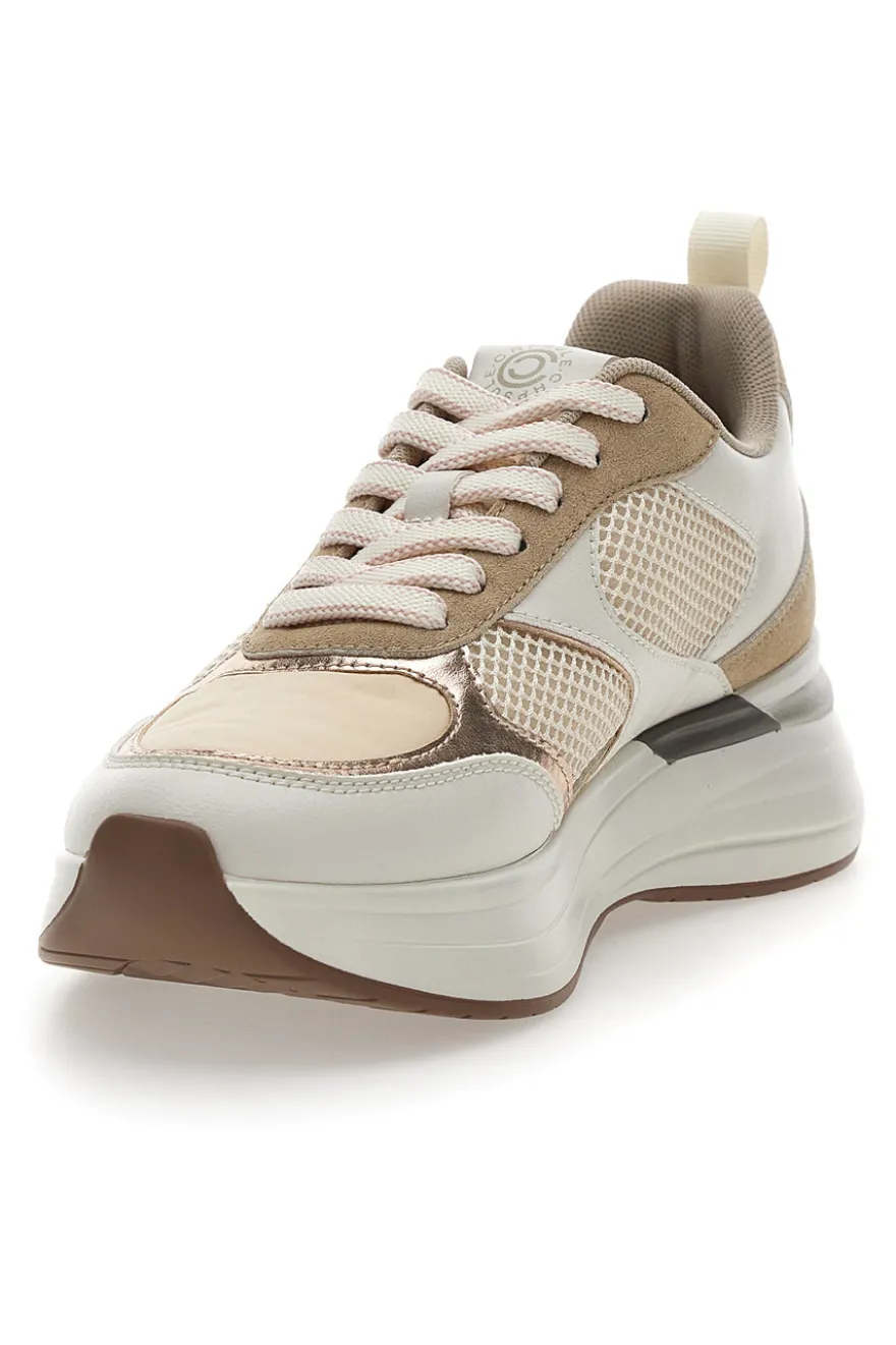 Beige Sneakers mit bequemer Plateausohle und Ledereinsätzen Pittarello Capsule Kendy