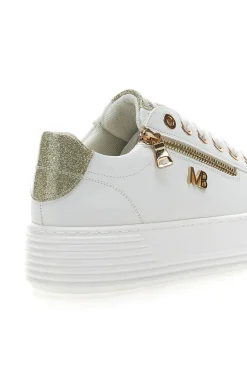 Beige Sneakers mit goldenen Glitzerdetails und Reißverschluss Mariella Burani 51031