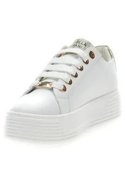 Beige Sneakers mit goldenen Glitzerdetails und Reißverschluss Mariella Burani 51031