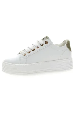 Beige Sneakers mit goldenen Glitzerdetails und Reißverschluss Mariella Burani 51031