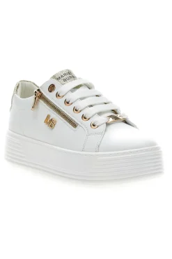 Beige Sneakers mit goldenen Glitzerdetails und Reißverschluss Mariella Burani 51031