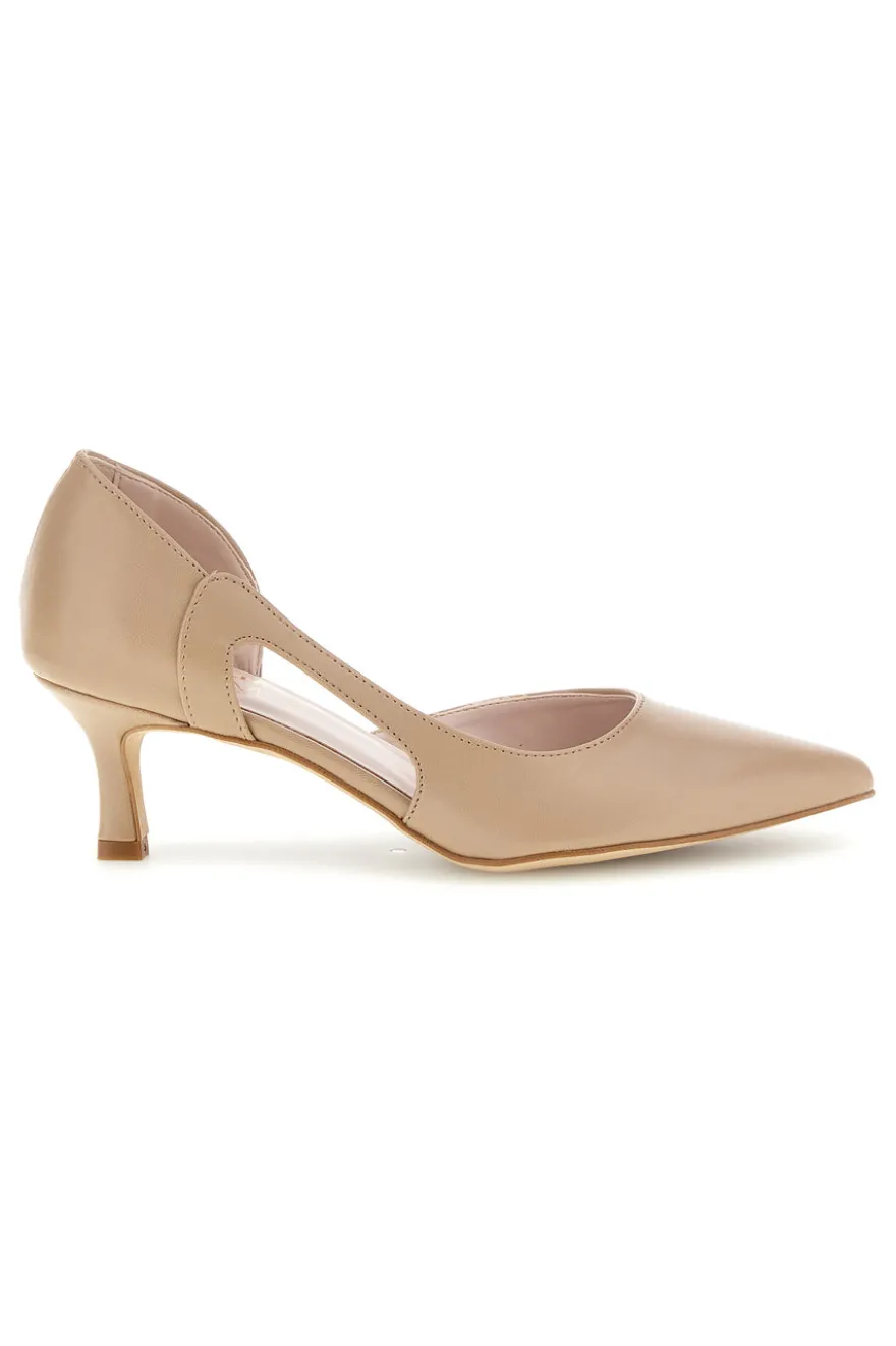 Beige spitze Pumps mit seitlichem Ausschnitt Pittarello glam 3970