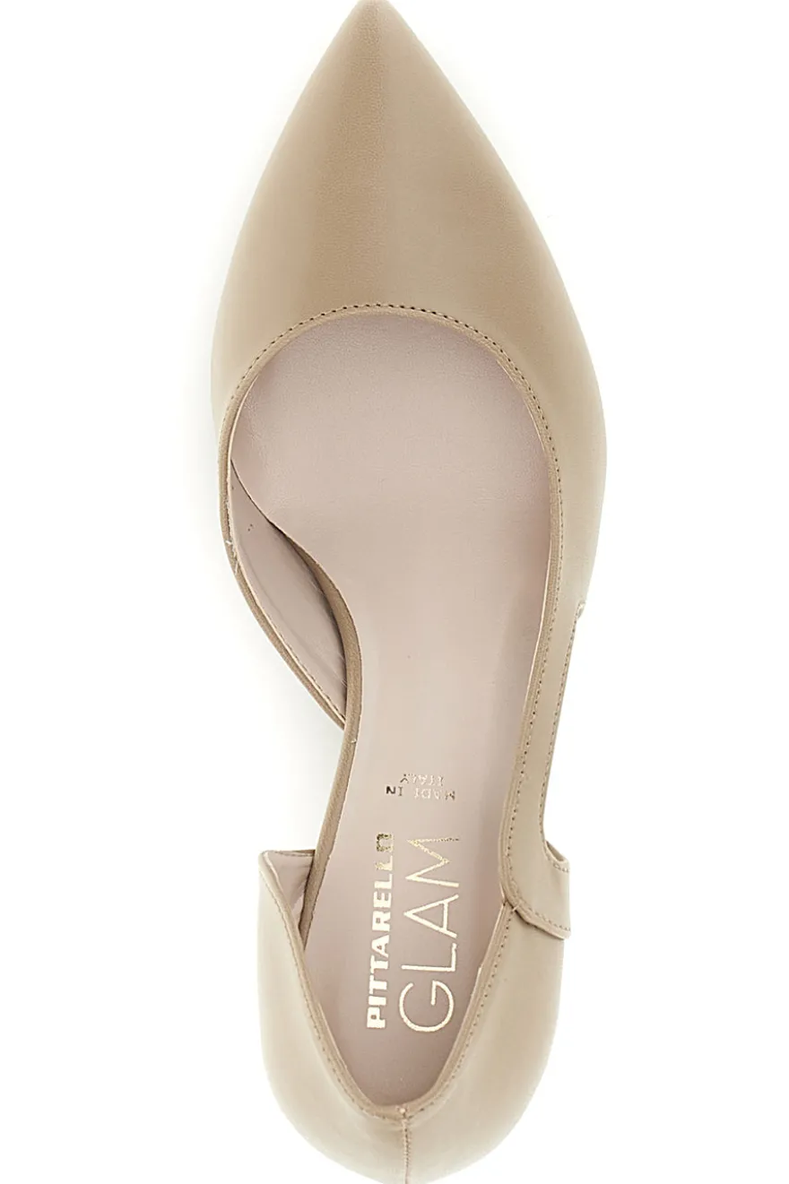 Beige spitze Pumps mit seitlichem Ausschnitt Pittarello glam 3970