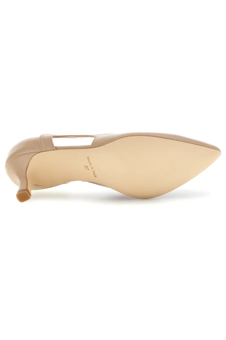 Beige spitze Pumps mit seitlichem Ausschnitt Pittarello glam 3970