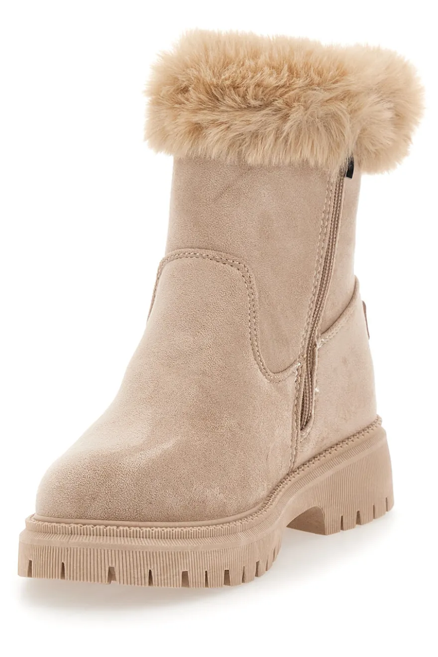 Beige Stiefeletten mit Pelzbesatz und Innenfutter Carrera CAW759096363
