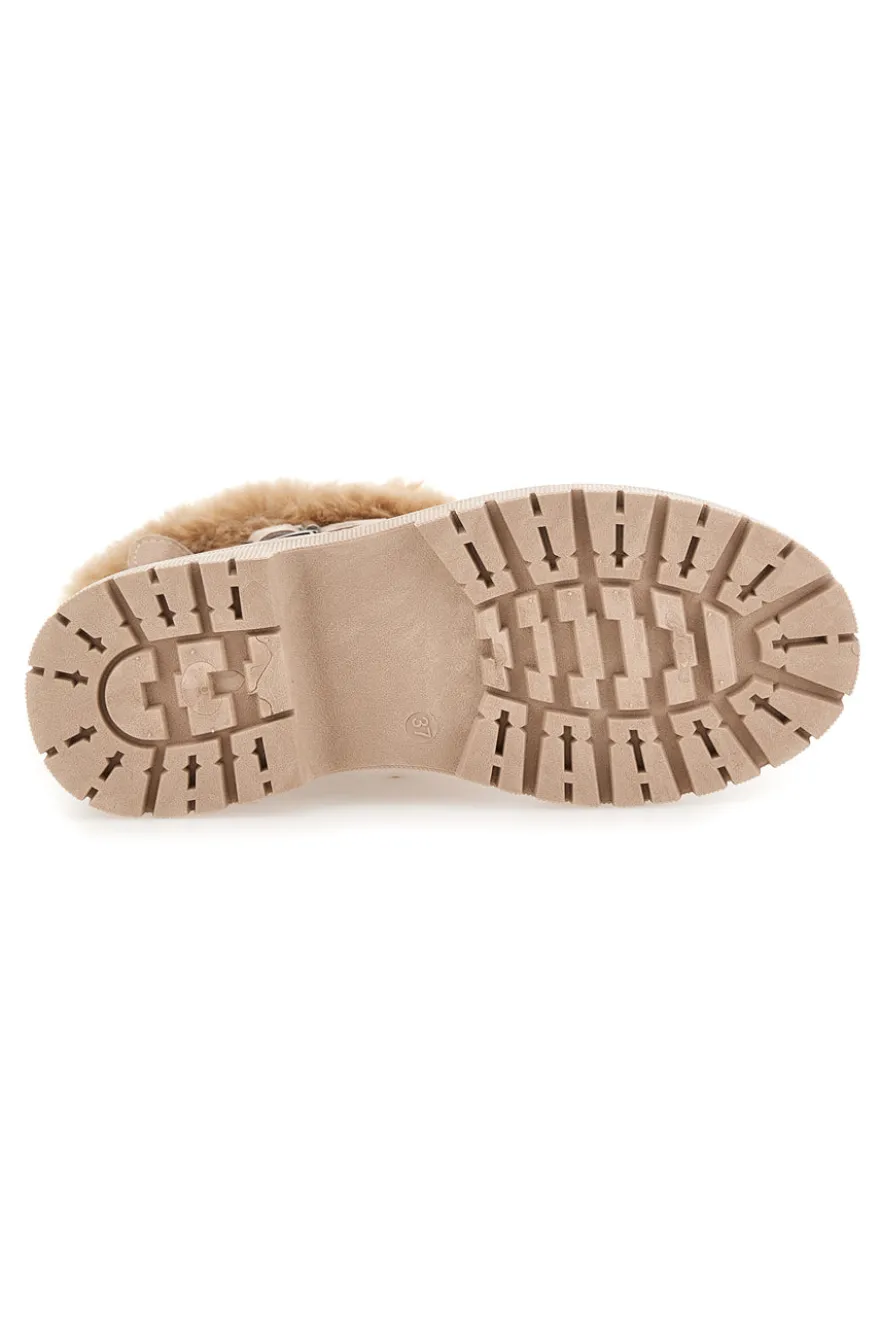 Beige Stiefeletten mit Pelzbesatz und Innenfutter Carrera CAW759096363
