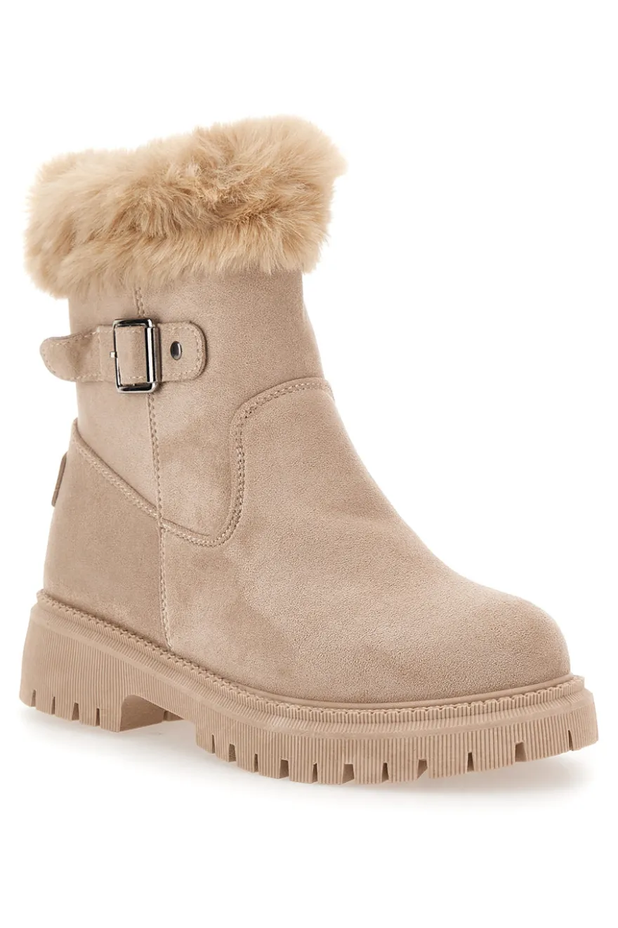 Beige Stiefeletten mit Pelzbesatz und Innenfutter Carrera CAW759096363