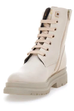 Beige Stiefeletten mit seitlichem Reißverschluss und Strasssteinen Laura Biagiotti L97129600