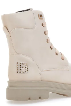 Beige Stiefeletten mit seitlichem Reißverschluss und Strasssteinen Laura Biagiotti L97129600