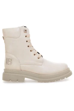 Beige Stiefeletten mit seitlichem Reißverschluss und Strasssteinen Laura Biagiotti L97129600