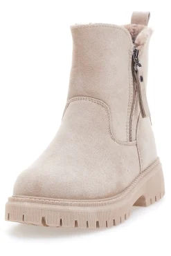 Beige Stiefeletten mit seitlichem Reißverschluss und Fellfutter Carrera CAW759106363