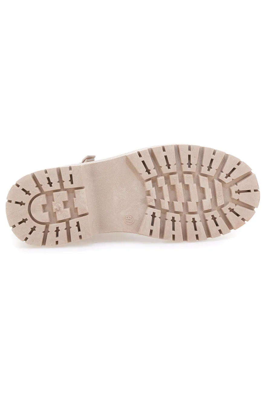 Beige Stiefeletten mit seitlichem Reißverschluss und Fellfutter Carrera CAW759106363