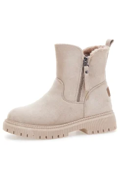 Beige Stiefeletten mit seitlichem Reißverschluss und Fellfutter Carrera CAW759106363