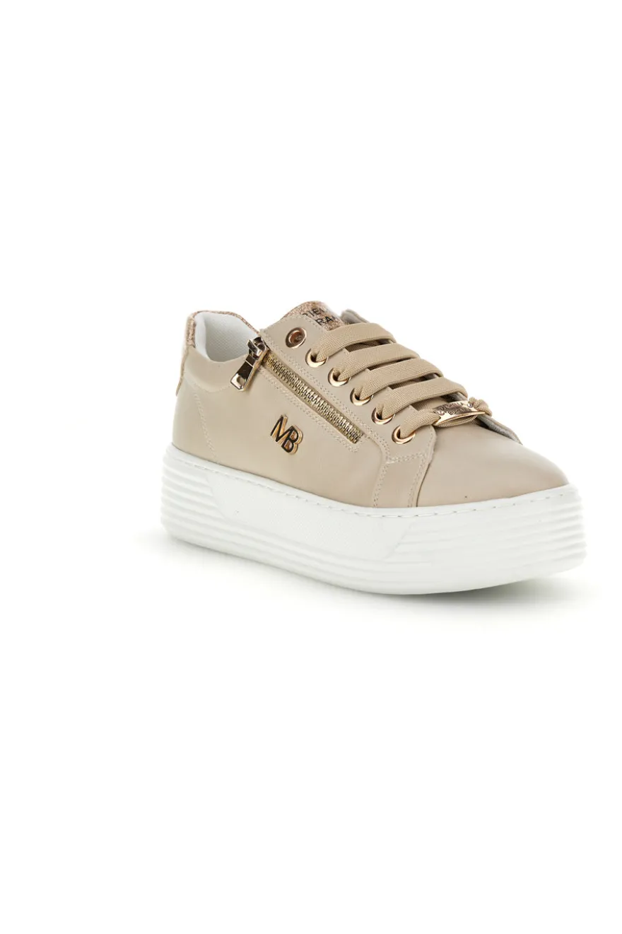 Beige Turnschuhe mit seitlichem Reißverschluss Plattform Burani 52031C769