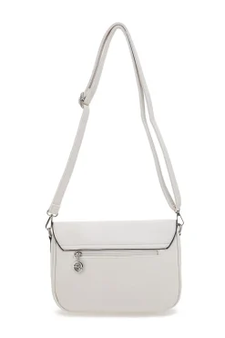 Beige Umhängetasche mit Überschlag und Magnetverschluss Emma spagnesi PU1096