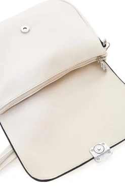 Beige Umhängetasche mit Überschlag und Magnetverschluss Emma spagnesi PU1096