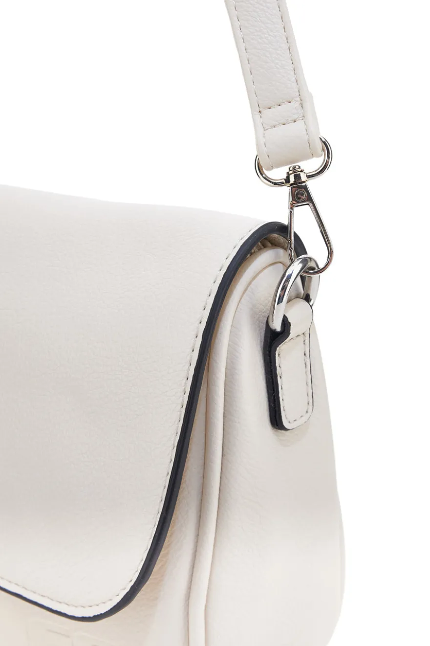 Beige Umhängetasche mit Überschlag und Magnetverschluss Emma spagnesi PU1096