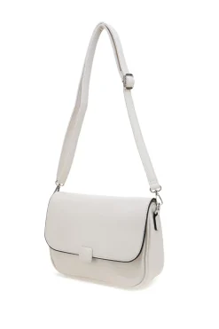 Beige Umhängetasche mit Überschlag und Magnetverschluss Emma spagnesi PU1096