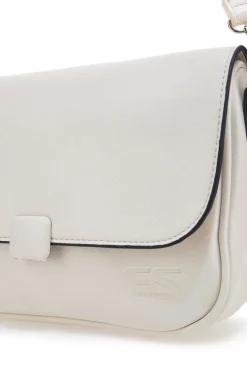 Beige Umhängetasche mit Überschlag und Magnetverschluss Emma spagnesi PU1096