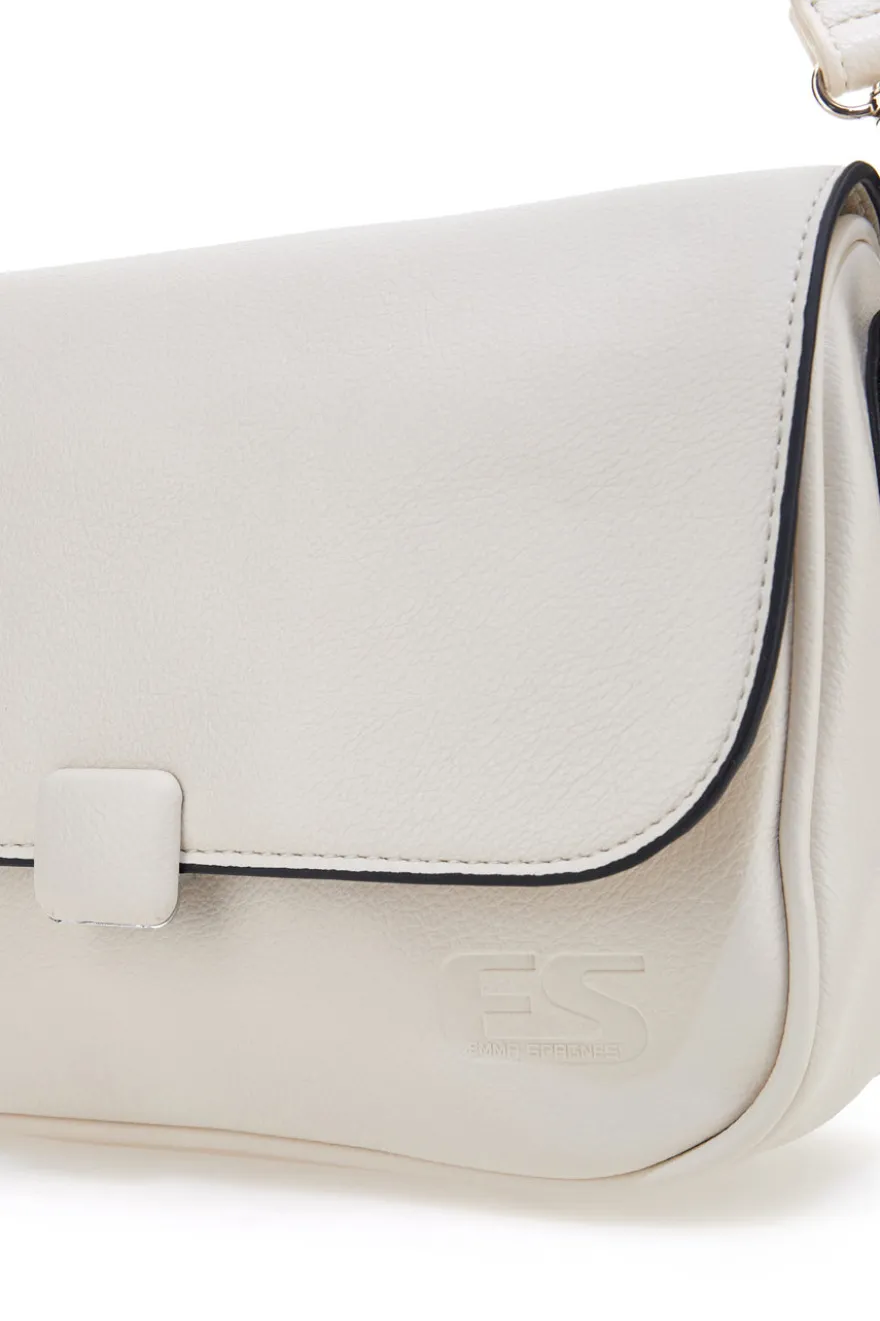 Beige Umhängetasche mit Überschlag und Magnetverschluss Emma spagnesi PU1096