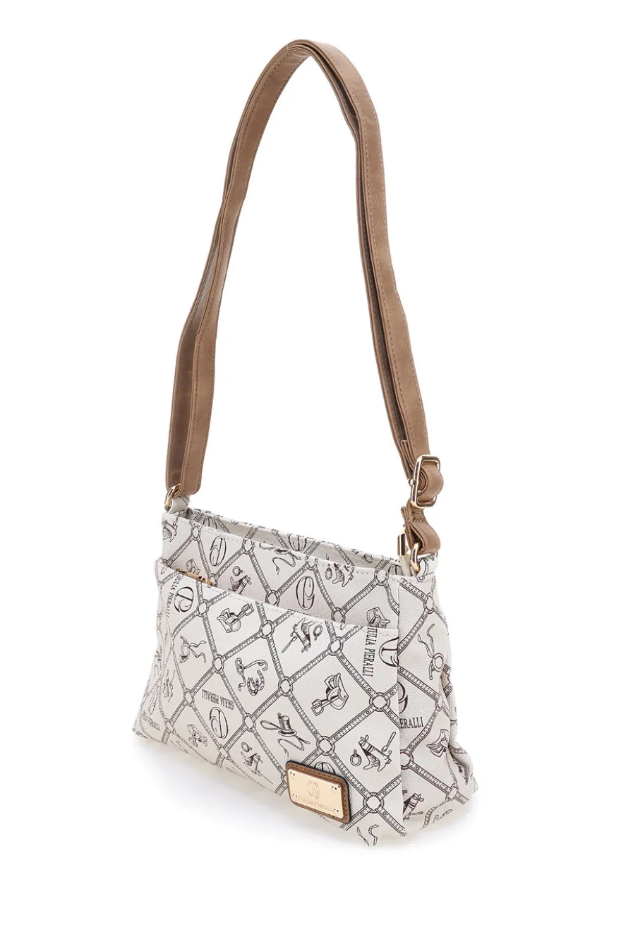 Beige Umhängetasche mit Logodruck Giulia Pieralli GP431